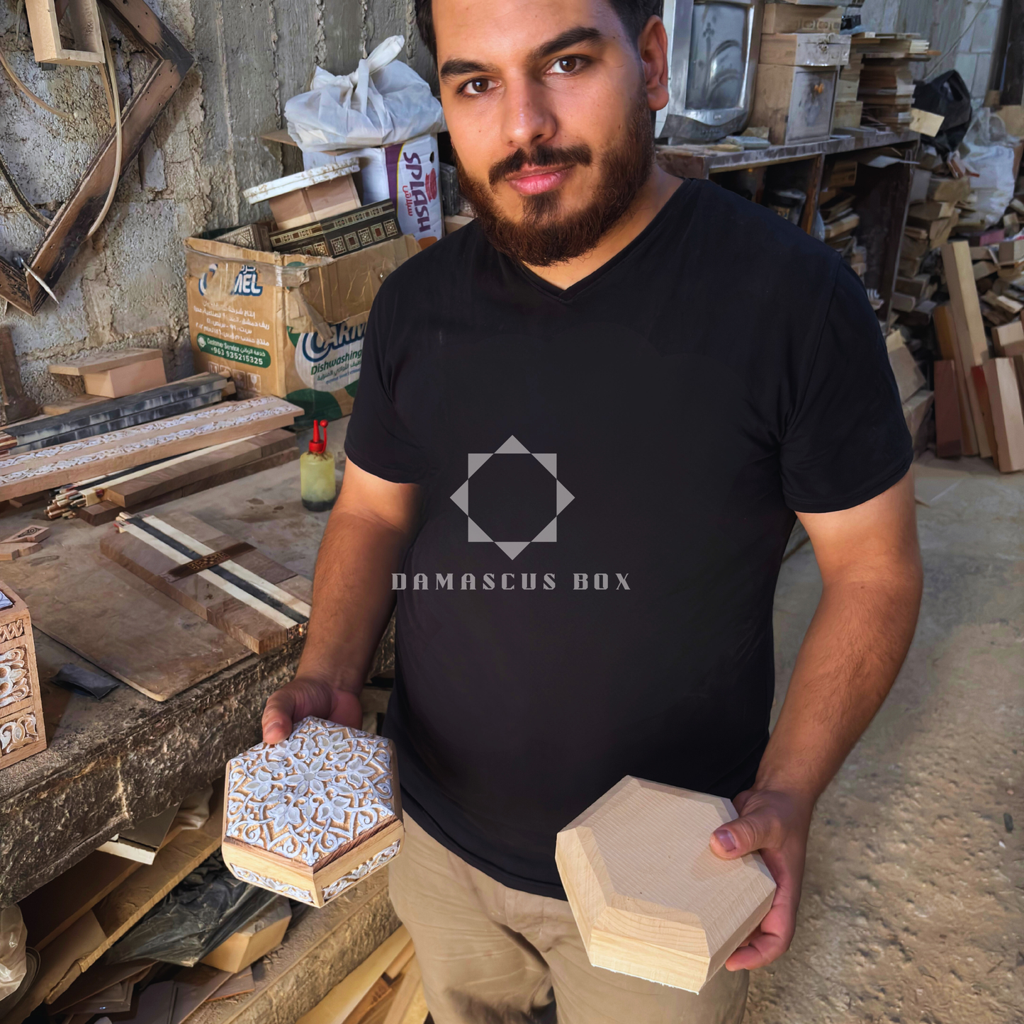 Şam Mozaik Takı Kutusu – Sedef Kakmalı El Yapımı Terrakota Tonlarında