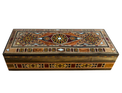 Şam Mozaik Kalem, Takı ve Tesbih Kutusu – Sedef Kakmalı El Yapımı