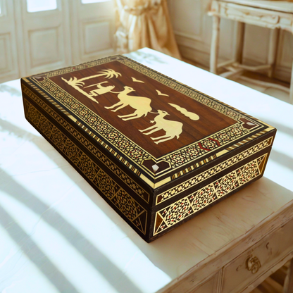 1970 Vintage Deve Mozaik Kutusu – El Yapımı Doğu Sanatı