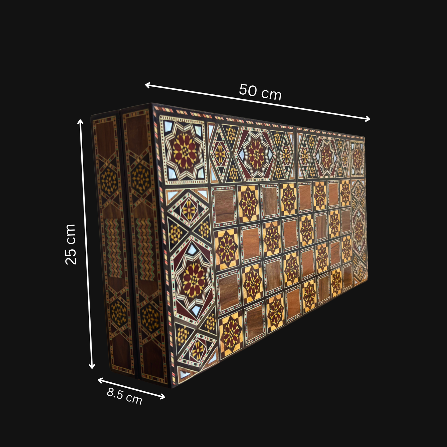 Gaby Al Dayeh Tarafından El Yapımı Şam İşlemeli Tavla ve Satranç Masası – Sedef Kakmalı Başyapıt