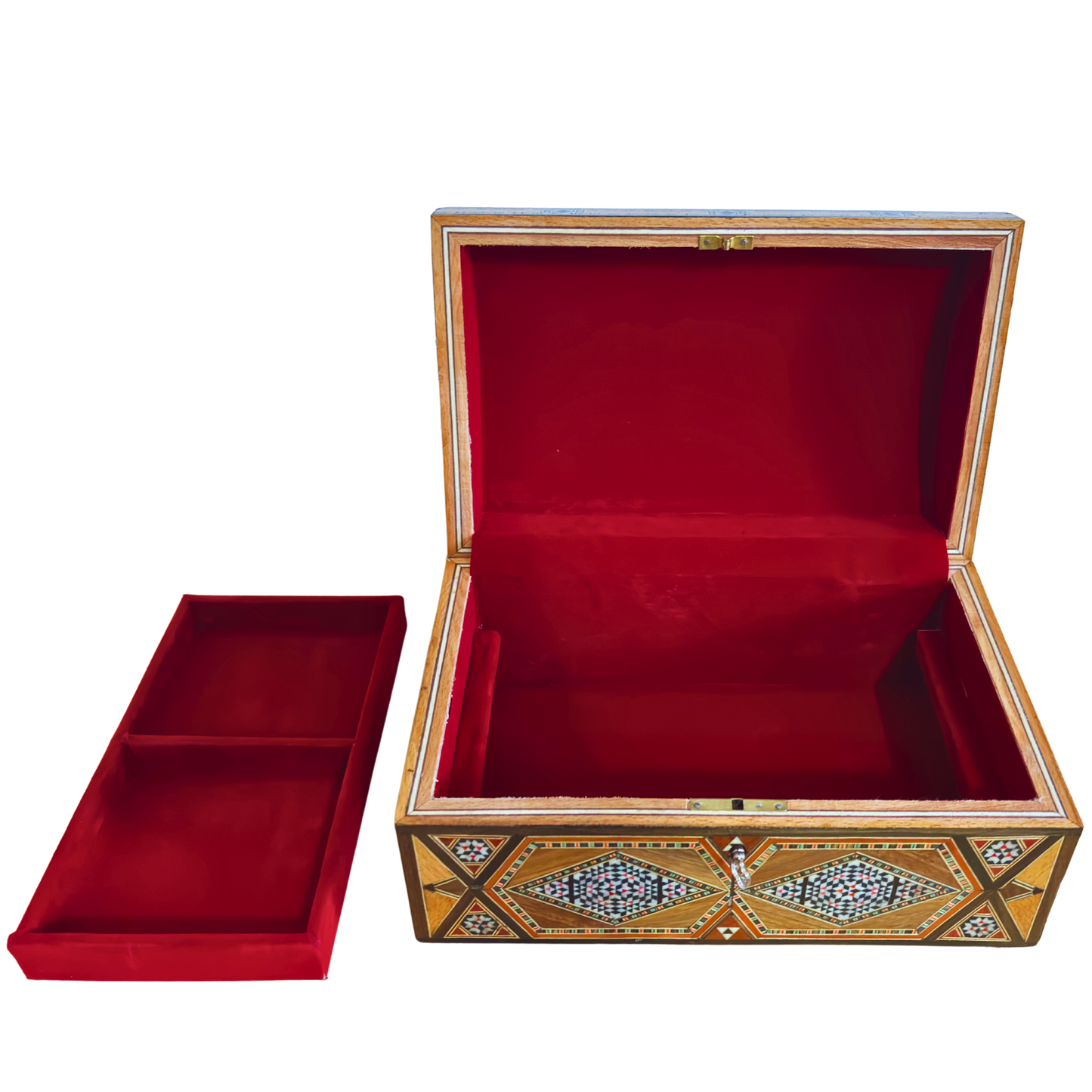 Vintage Şam Mozaik Takı Kutusu – 1970 El Yapımı Kilitli Çok Katmanlı Tasarım