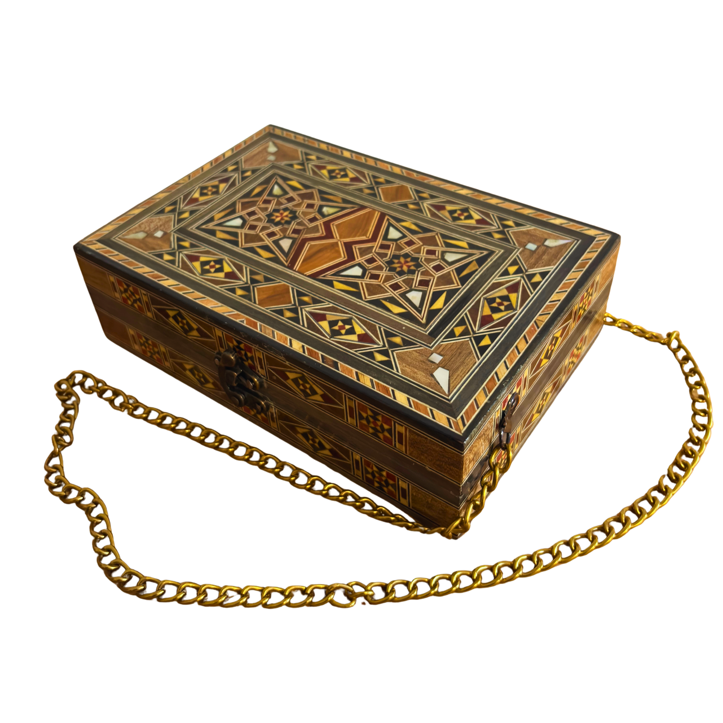 Şam Mozaik El Çantası – Sedef İşlemeli ve Kadife Astarla El Yapımı Zarafet