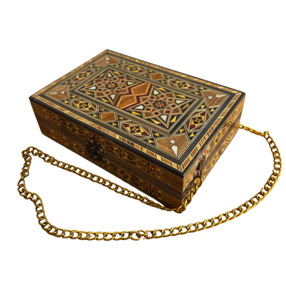 Şam Mozaik El Çantası – Sedef İşlemeli ve Kadife Astarla El Yapımı Zarafet