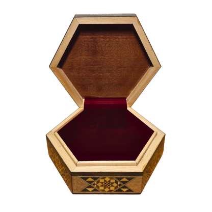 Boîte en Mosaïque Damasquine Artisanale – Nacre & Élégance Veloutée