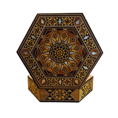 Boîte en Mosaïque Damasquine Artisanale – Nacre & Élégance Veloutée