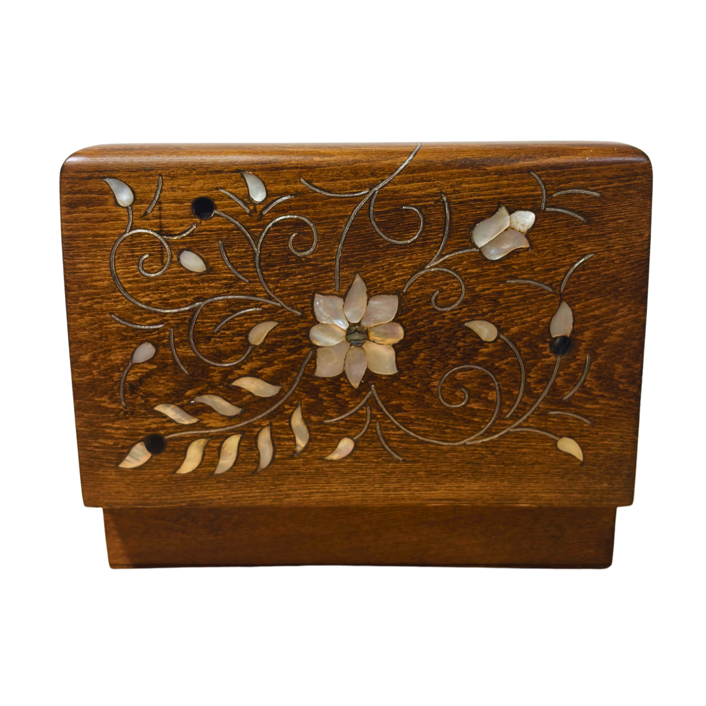 Handgefertigte Luxusbox aus Damaskus – Perlmutt & Samteleganz