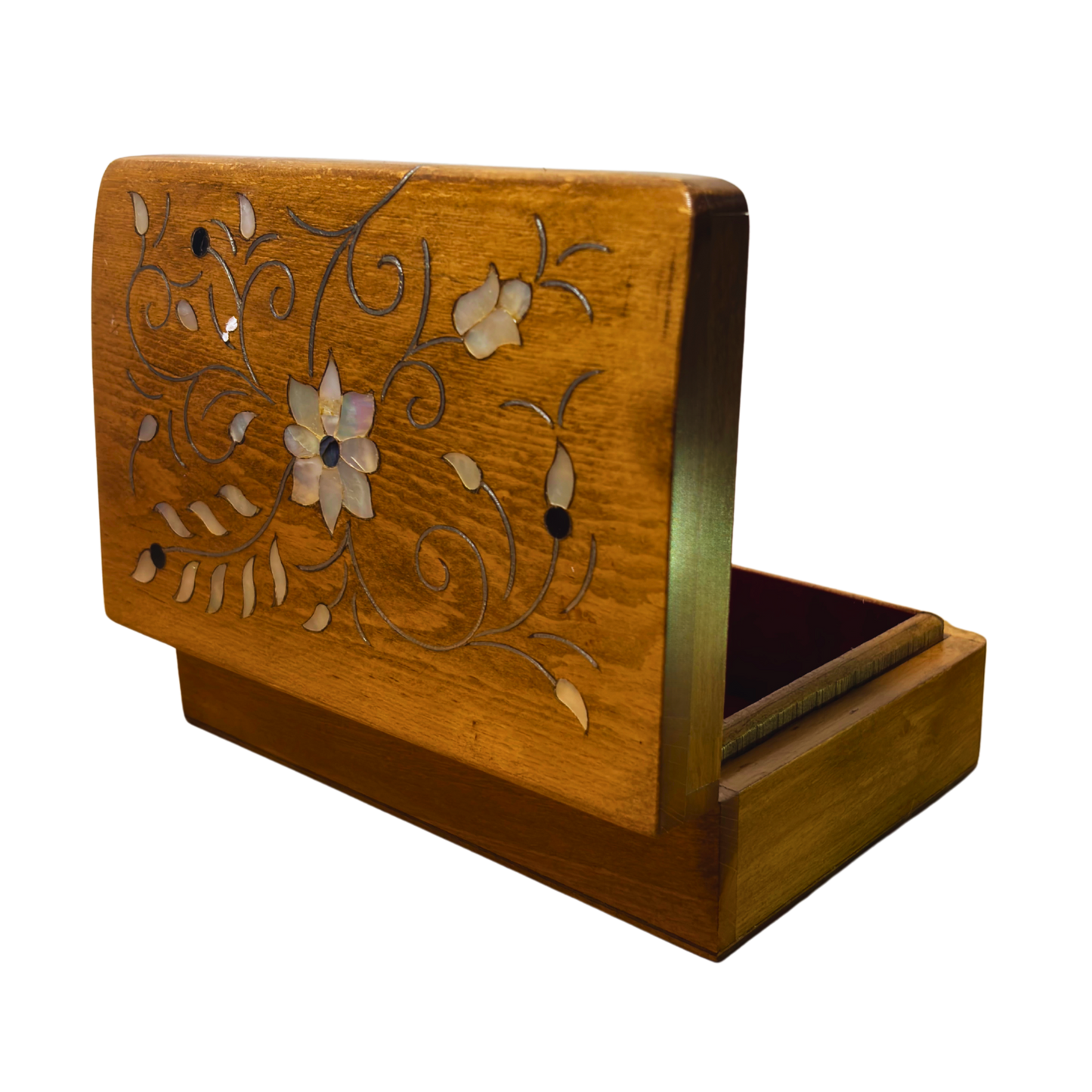 Handgefertigte Luxusbox aus Damaskus – Perlmutt & Samteleganz