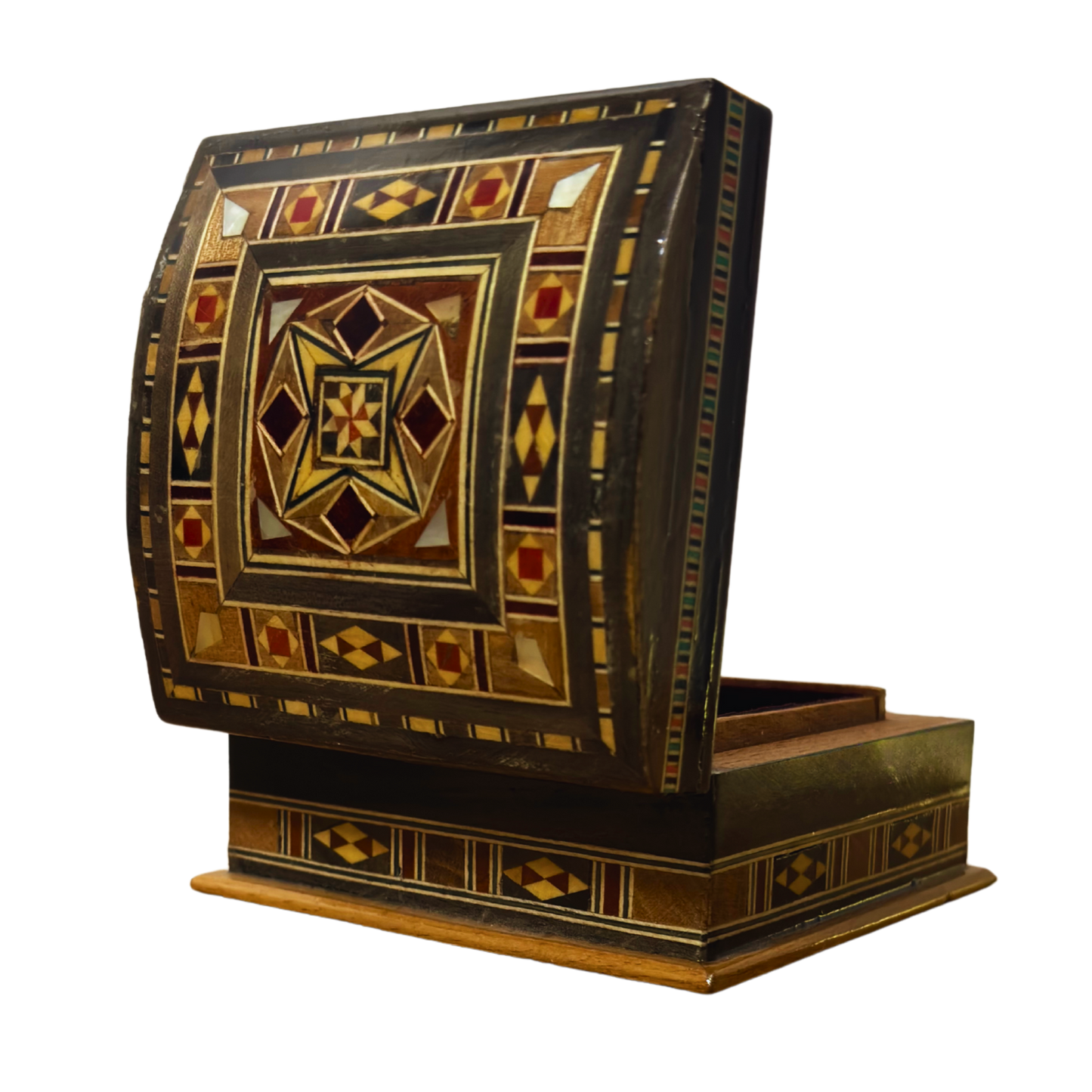 Şam El Yapımı Mozaik Kutu – Geleneksel Sanat & Kadife İç Yüzey