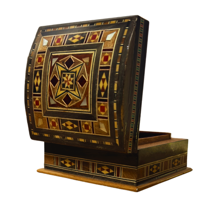 Şam El Yapımı Mozaik Kutu – Geleneksel Sanat & Kadife İç Yüzey