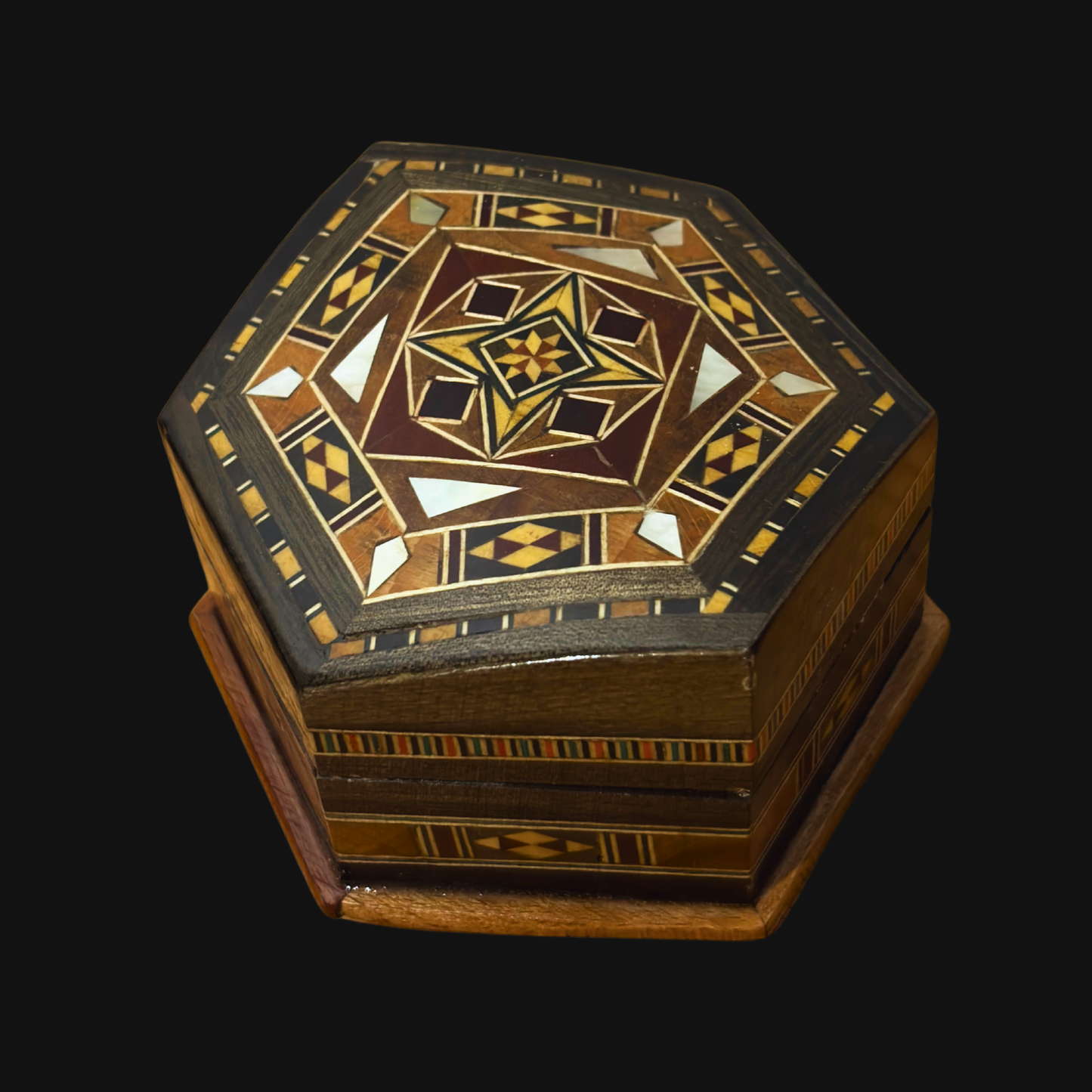 Şam El Yapımı Mozaik Kutu – Geleneksel Sanat & Kadife İç Yüzey