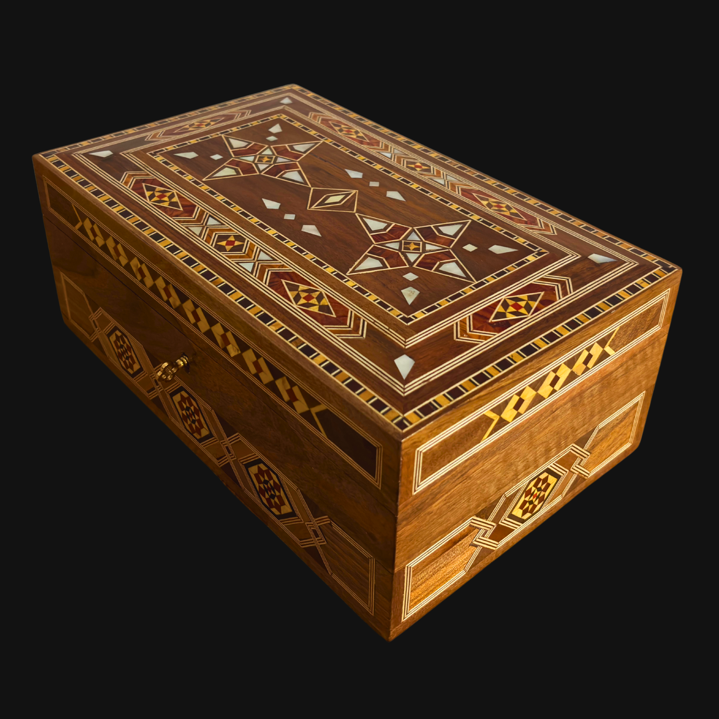 Damascene Mosaic Jewelry Box with Lock – Handcrafted Masterpiece