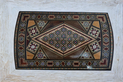 Vintage Şam Mozaik Takı Kutusu – 1970 El Yapımı Kilitli Çok Katmanlı Tasarım