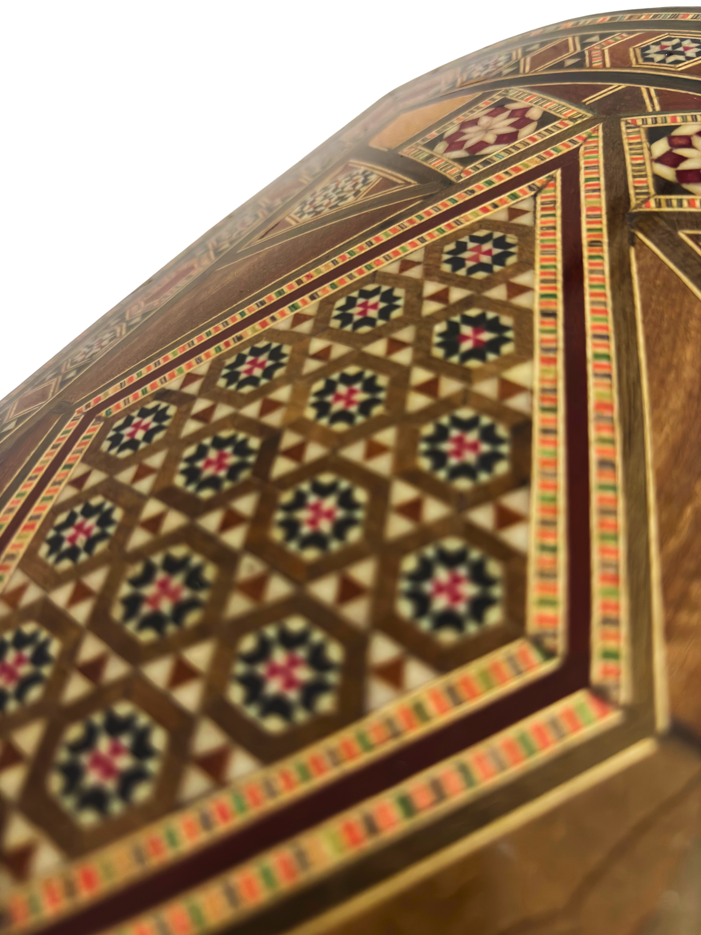 Vintage Şam Mozaik Takı Kutusu – 1970 El Yapımı Kilitli Çok Katmanlı Tasarım