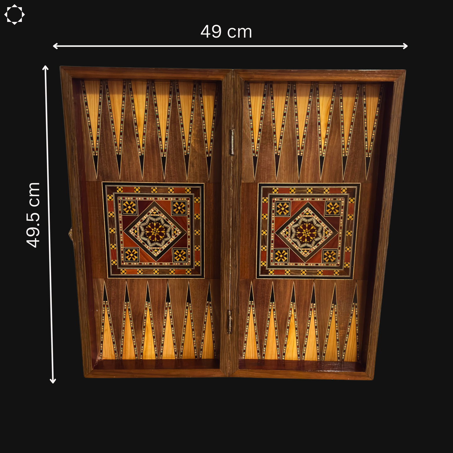 Gaby Al Dayeh Tarafından El Yapımı Şam İşlemeli Tavla ve Satranç Masası – Sedef Kakmalı Klasik Mozaik Tasarım