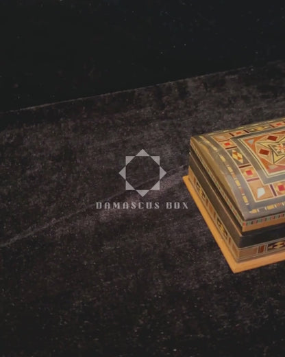 Şam El Yapımı Mozaik Kutu – Geleneksel Sanat & Kadife İç Yüzey