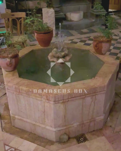 Şam Mozaikli Ahşap Tepsi – Sedef Kakma & Ceviz Tonu