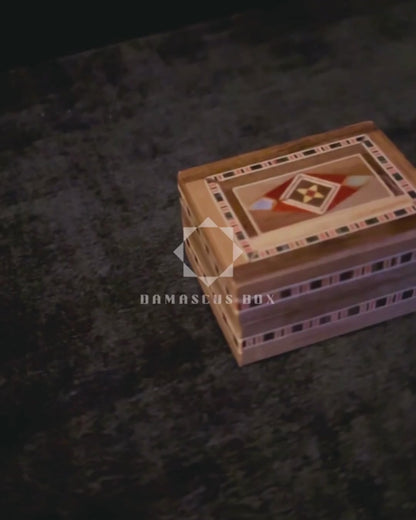 Şam El Yapımı Mozaik Yüzük Kutusu – Kadife İç Yüzey